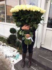 101 белая роза 90 см импорт