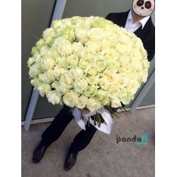 101 белая роза 100 см