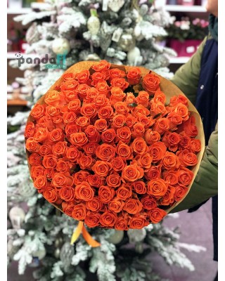 101 коралловая роза 90 см