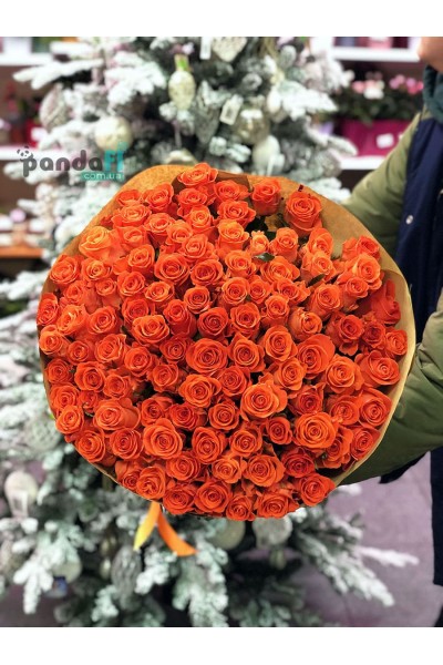 101 коралловая роза 90 см