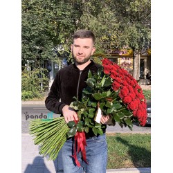 101 красная роза 100 см