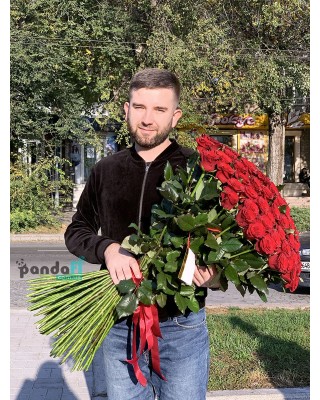 101 красная роза 100 см