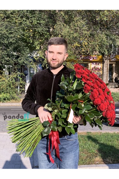 101 красная роза 100 см