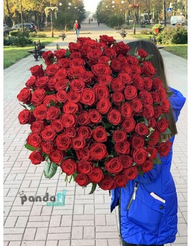 101 красная роза 90 см