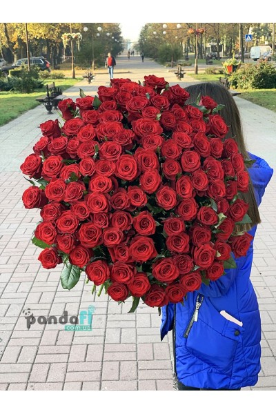 101 красная роза 90 см