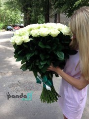 101 белая роза 80 см