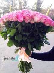 101 розовая роза Канди 60 см