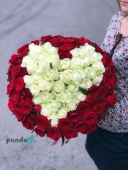 101 роза сердце 70 см