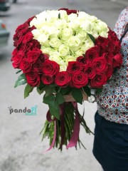 101 роза сердце 70 см