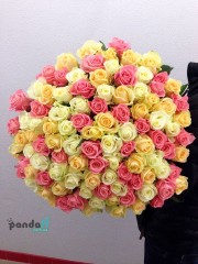 101 роза микс 3 цвета 60 см