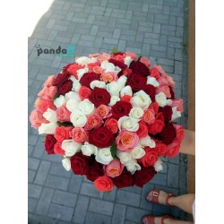 101 роза микс 4 цвета 60 см