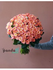 101 розовая роза Мисс Пигги 60 см