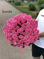 101 розовая роза Аква 70 см