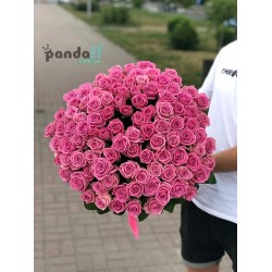 101 розовая роза Аква 70 см