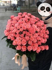 101 розовая роза Карина 90 см
