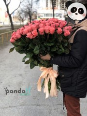 101 розовая роза Карина 90 см