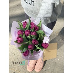 11 фиолетовых тюльпанов 