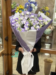 15 white and purple eustomas