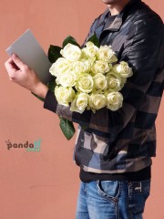 15 white roses 70 cm
