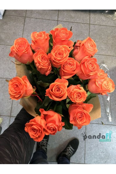 15 коралових троянд 60 см
