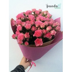 15 кустовых роз розовых 40 см