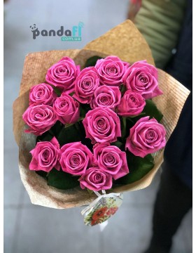 15 розовых роз Аква 50 см