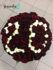 151 червона троянда 70 см із цифрою 20
