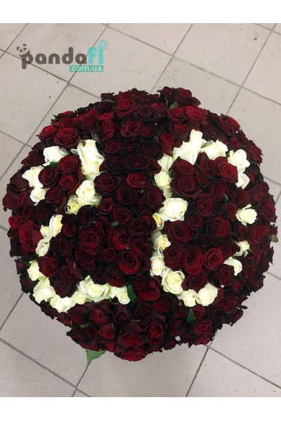151 червона троянда 70 см із цифрою 20