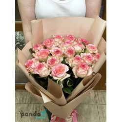 19 біло-рожевих троянд 70 см