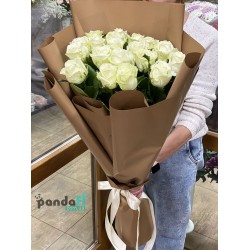 19 белых роз 80 см