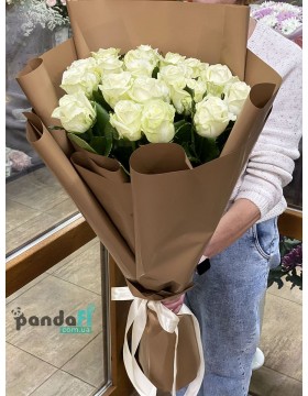 19 белых роз 80 см