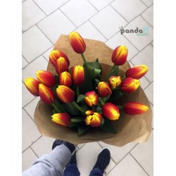 19 красно-желтых тюльпанов