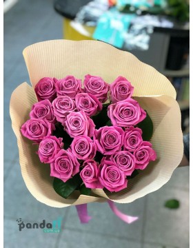 19 розовых роз 80 см