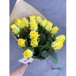 19 жовтих троянд 60 см
