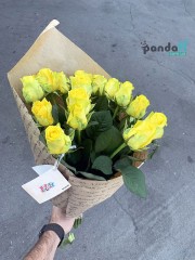 19 жовтих троянд 60 см