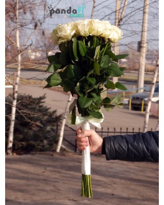 21 біла троянда 70 см