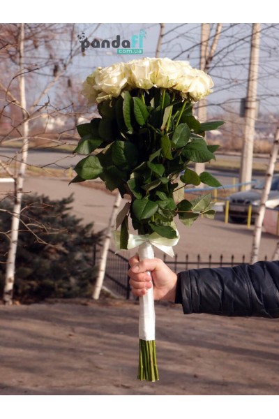 21 біла троянда 70 см