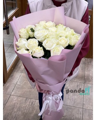 21 біла троянда 80 см