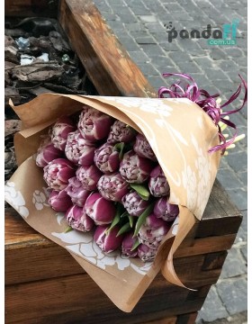21 purple tulips