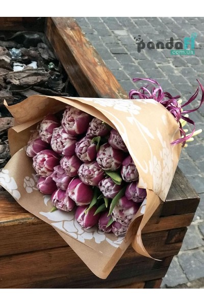 21 purple tulips