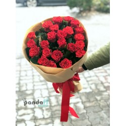 25 червоних троянд Ель торо 70 см