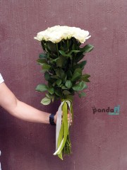 25 white roses 70 cm