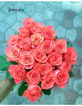 25 коралових троянд 60 см