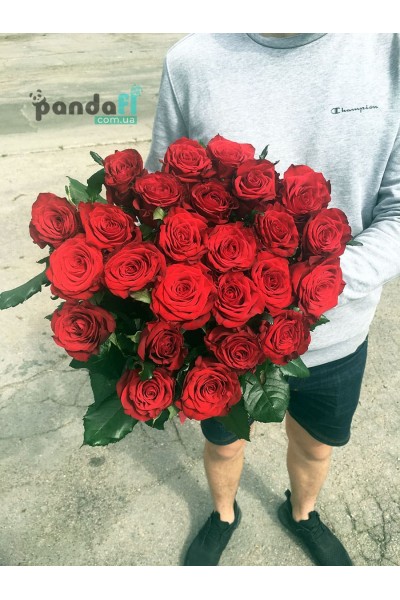 25 red roses 70 cm