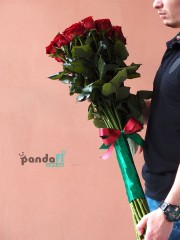 25 червоних троянд 80 см
