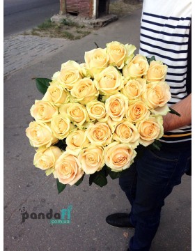 25 кремовых роз 80 см
