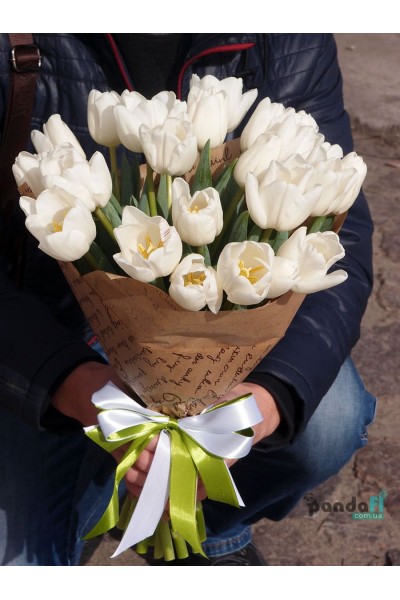 27 white tulips