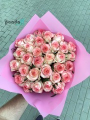 31 біло-рожева троянда 60 см