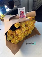 33 жовті троянди 60 см