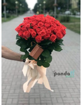 35 коралловых роз 60 см